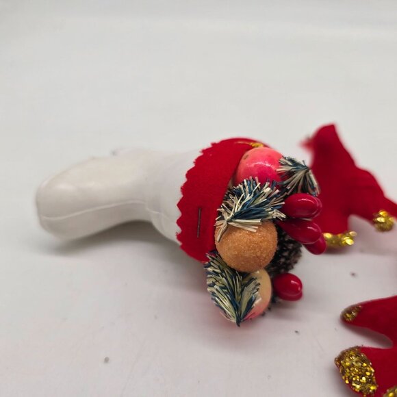 Vintage Blow Mold Christmas Ornament Crafts Flocked Birds White Boot Clip on - Picture 2 of 10